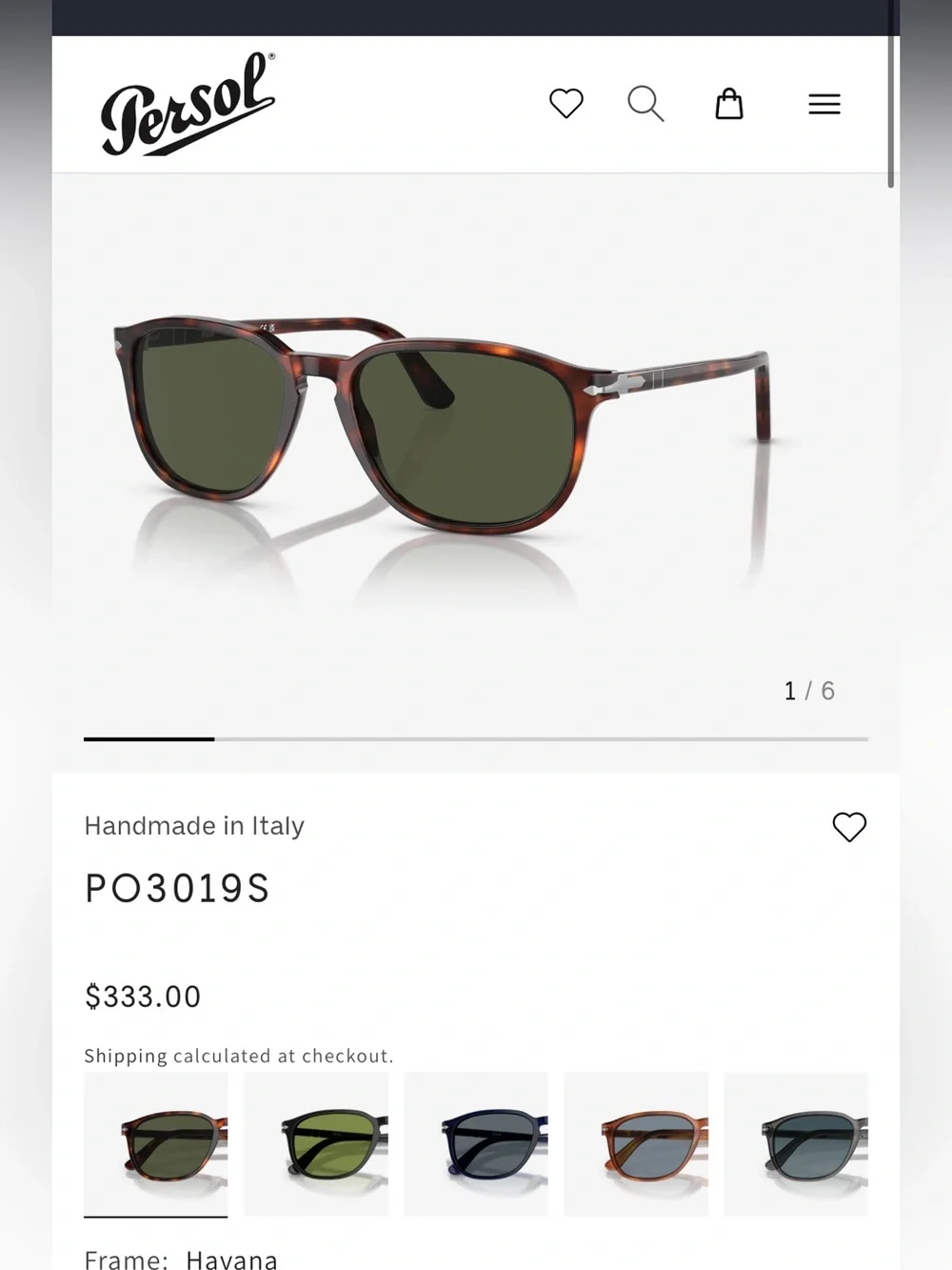 Persol Brown Tortoiseshell Frame Sunglasses with Black Lenses - PO3019-S 24/31